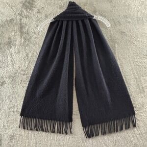 Scots Regal Black Cashmere Scarf Made in Scotland Fringed Edge